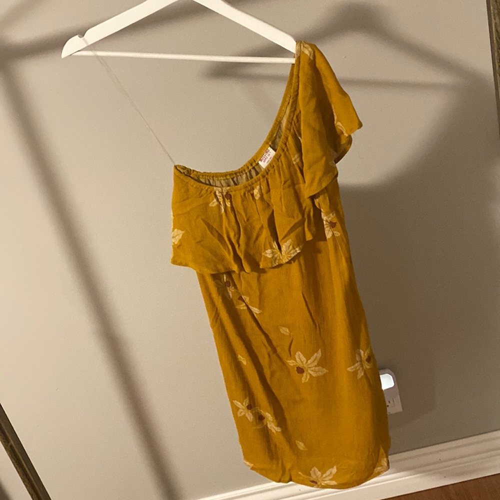 Cute yellow asymmetrical floral dress